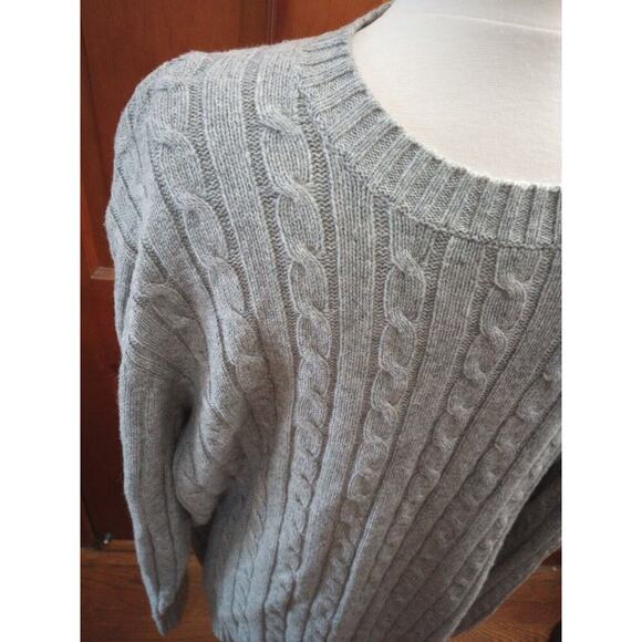 LL Bean Wool Sweater Mens Size XL Gray Cable Knit Pullover Item 0WW47 - Picture 2 of 5